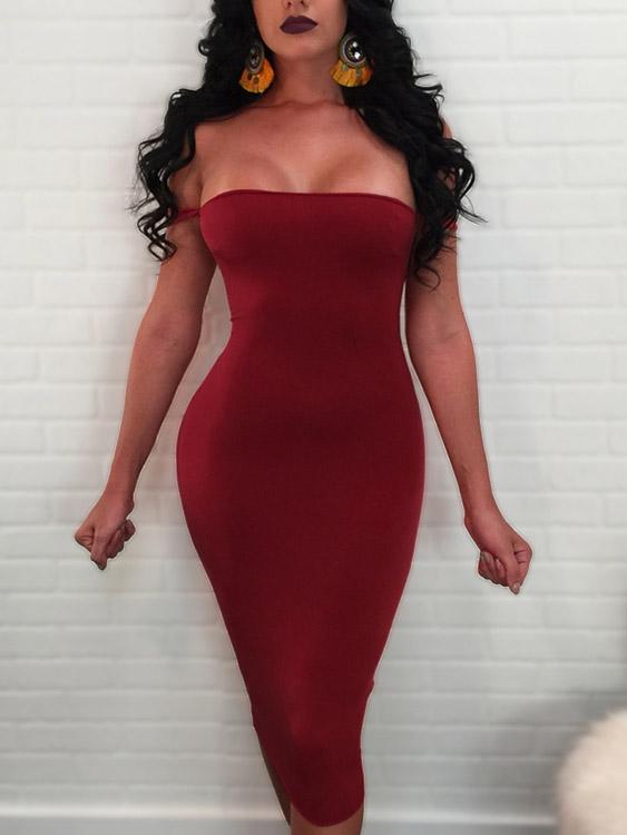 Burgundy Off The Shoulder Sleeveless Backless Lace-Up Bodycon Dresses