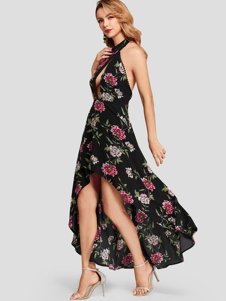 Womens Black Floral Dresses