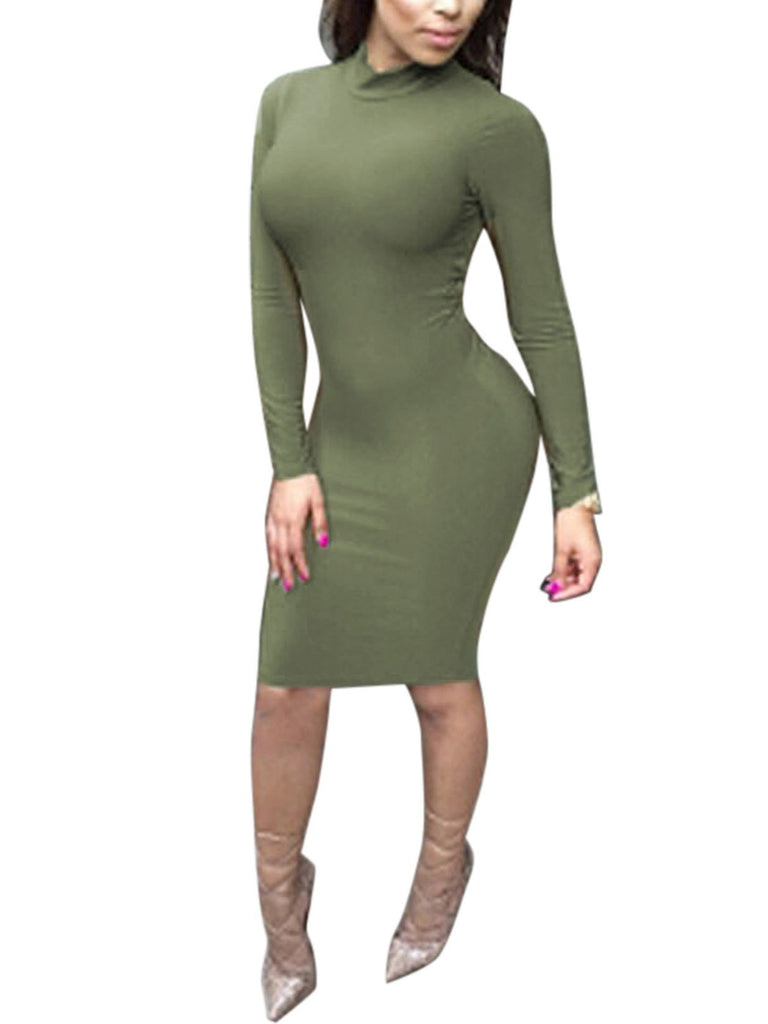 Ladies Army Green Midi Dresses