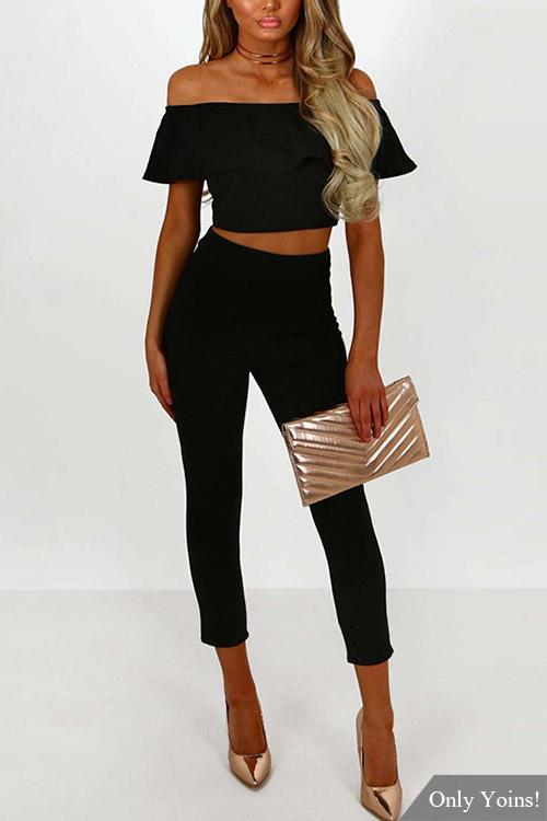 Ladies Black Two Piece Outfits