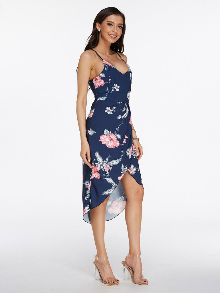 Ladies Navy Floral Dresses