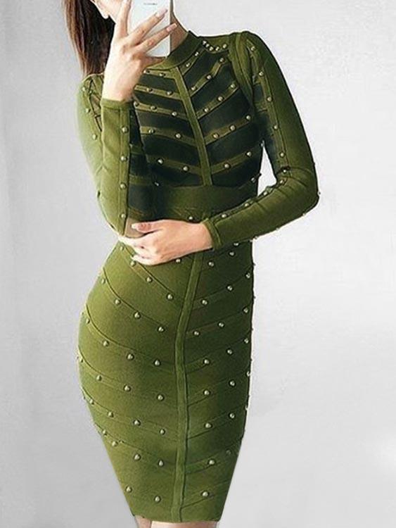 Ladies Long Sleeve Midi Dress
