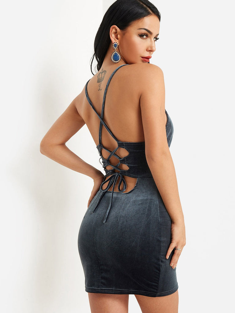 V-Neck Sleeveless Backless Bodycon Dresses