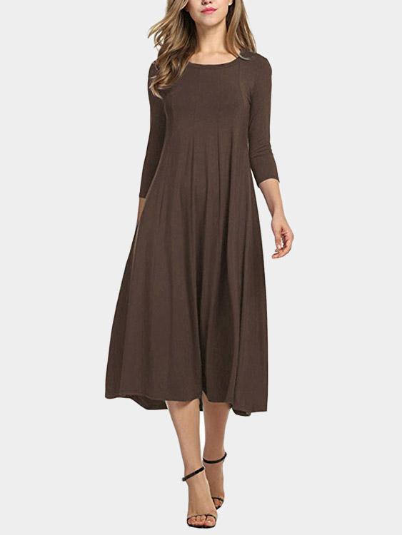 Ladies 3/4 Sleeve Midi Dress