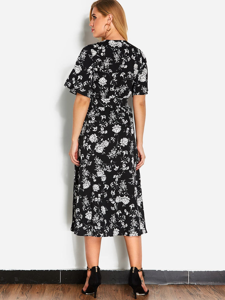 Womens Black Floral Dresses