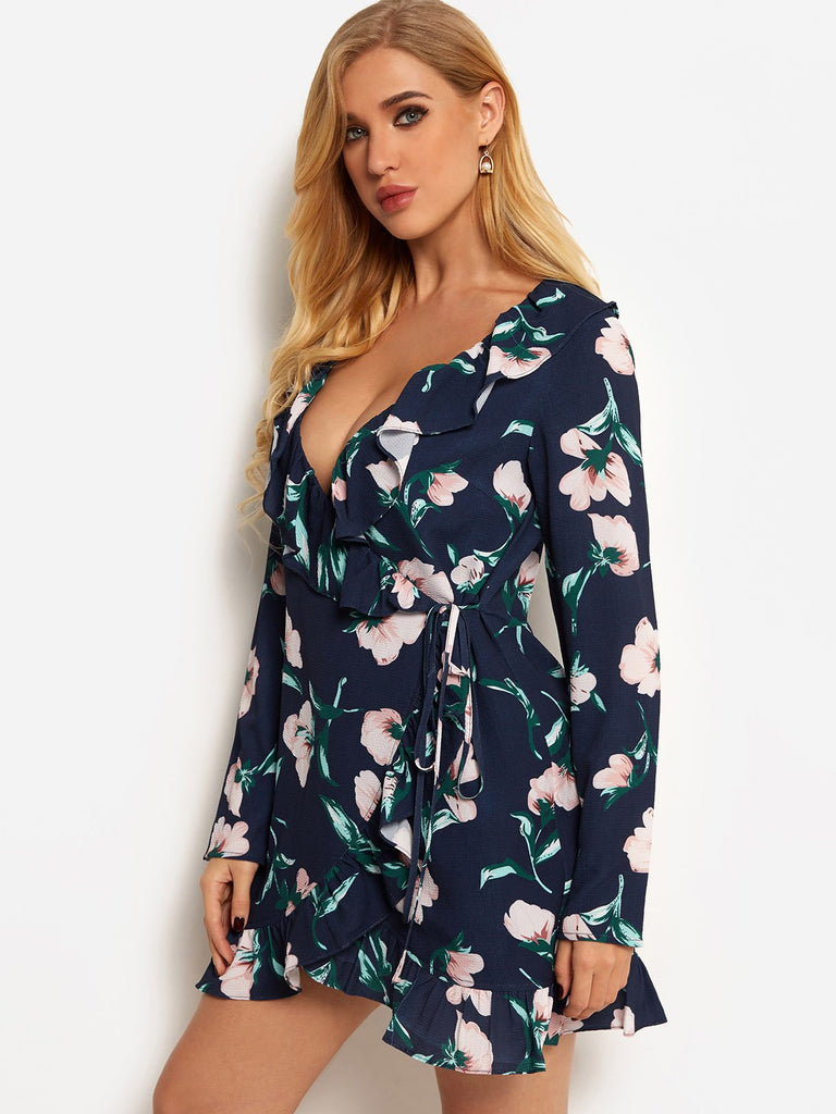 Ladies Navy Floral Dresses