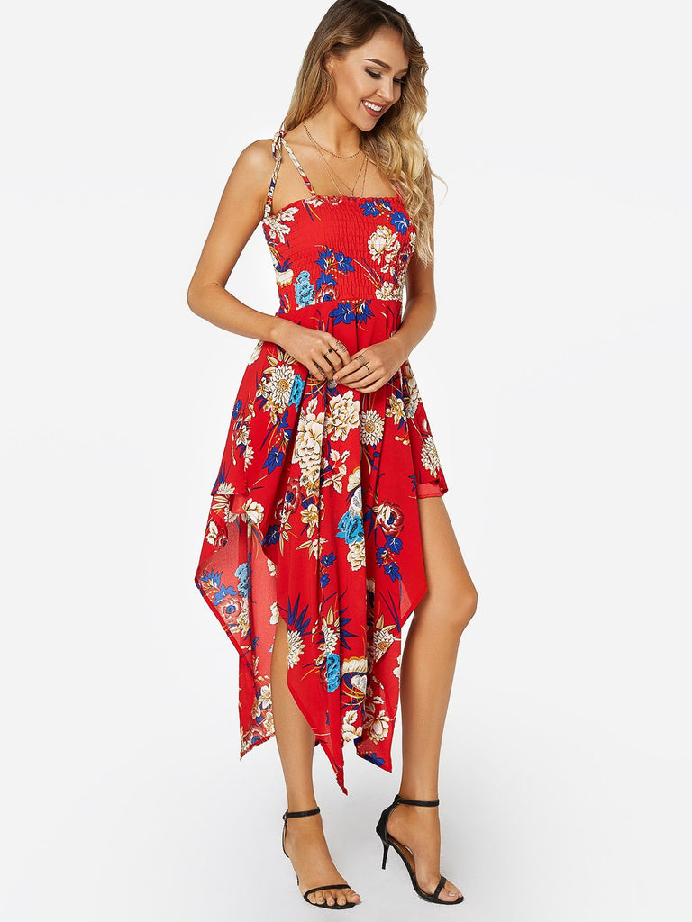 Ladies Red Floral Dresses