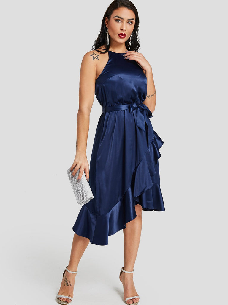 Ladies Navy Midi Dresses