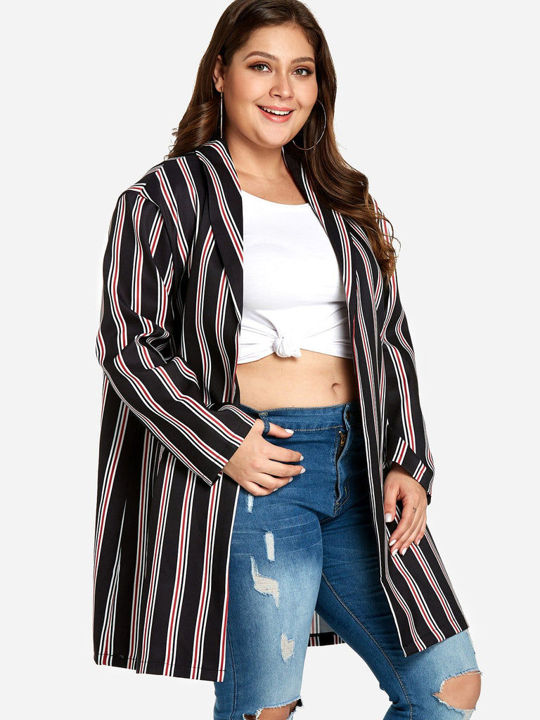 Ladies Striped Plus Size Coats & Jackets