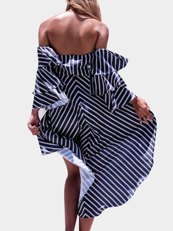 Womens Navy Off The Shoulder Dresses