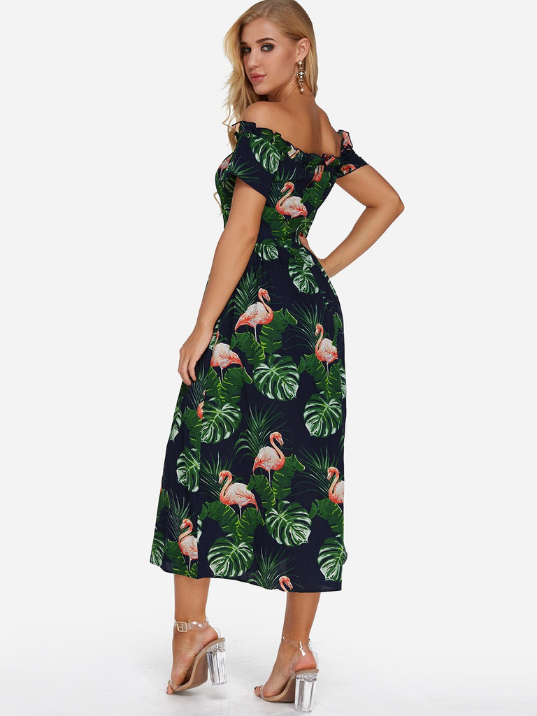 Womens Green Off The Shoulder Dresses