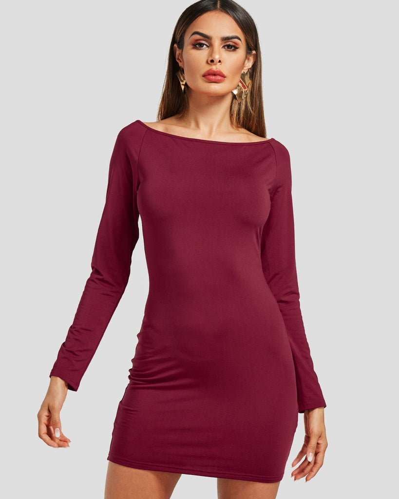 Womens Burgundy Off The Shoulder Dresses