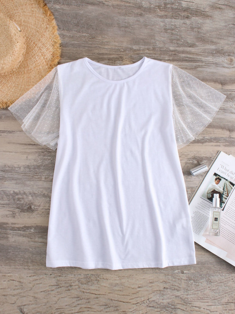 Round Neck Polka Dot Short Sleeve T-Shirts