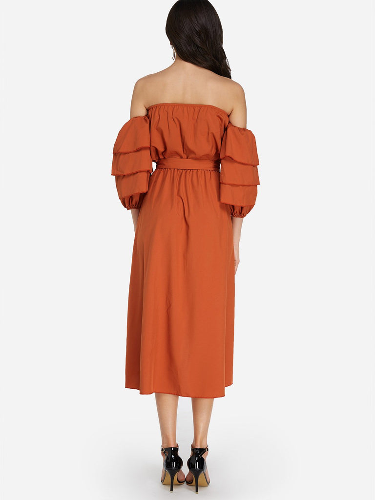 Womens Red Off The Shoulder Dresses