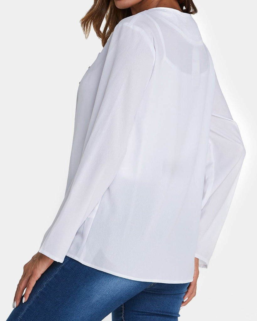 White Button Up Blouses For Juniors