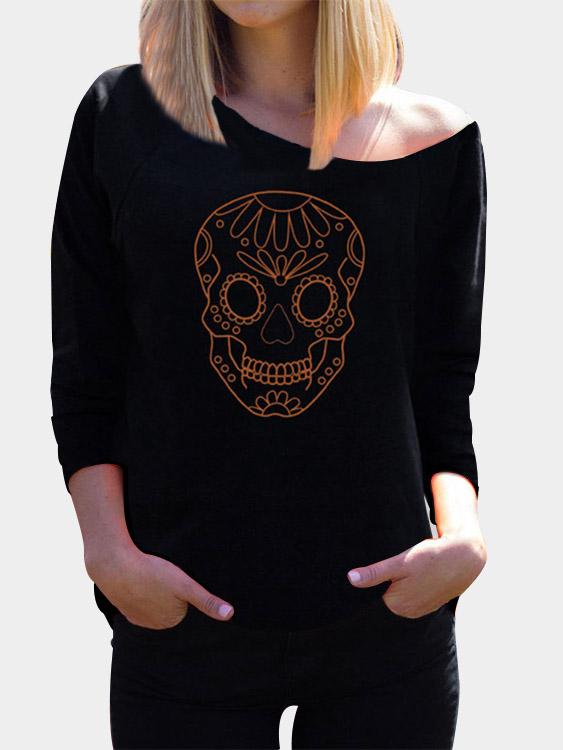 Round Neck Printed Long Sleeve Top