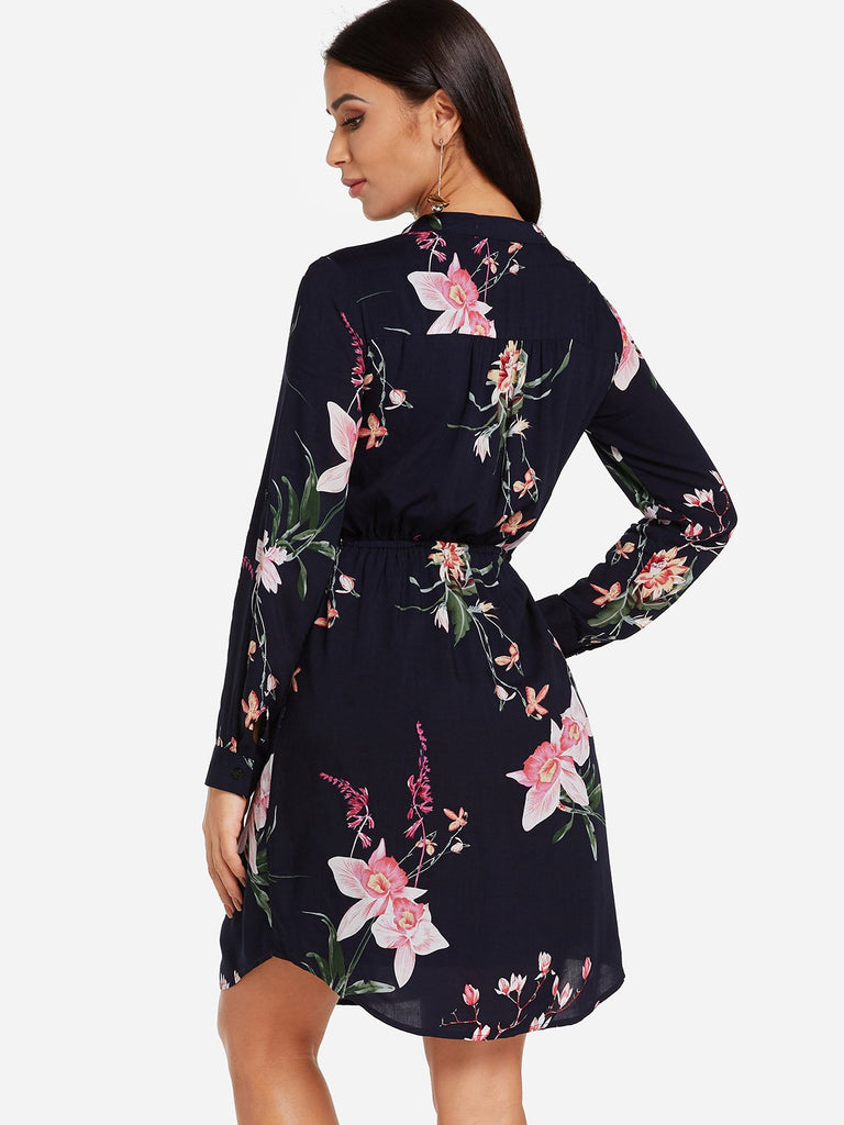 Womens Navy Floral Dresses