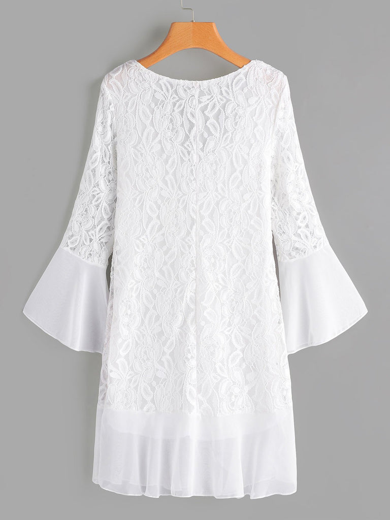 Womens White V-Neck Dresses