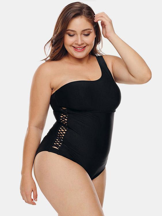 Ladies Black Plus Size Swimwear