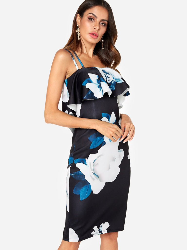 Ladies Navy Floral Dresses