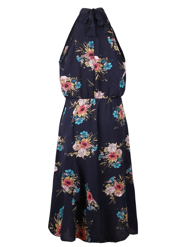 Blue Chiffon Dress With Sleeves