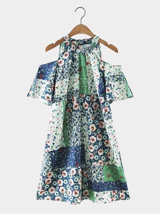 Crew Neck Floral Print Casual Dress