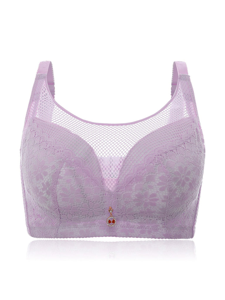 Plus Size Mesh Wireless Padded Design Bras