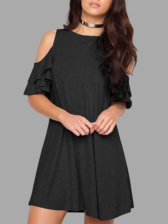 Black Cold Shoulder Mini Dress