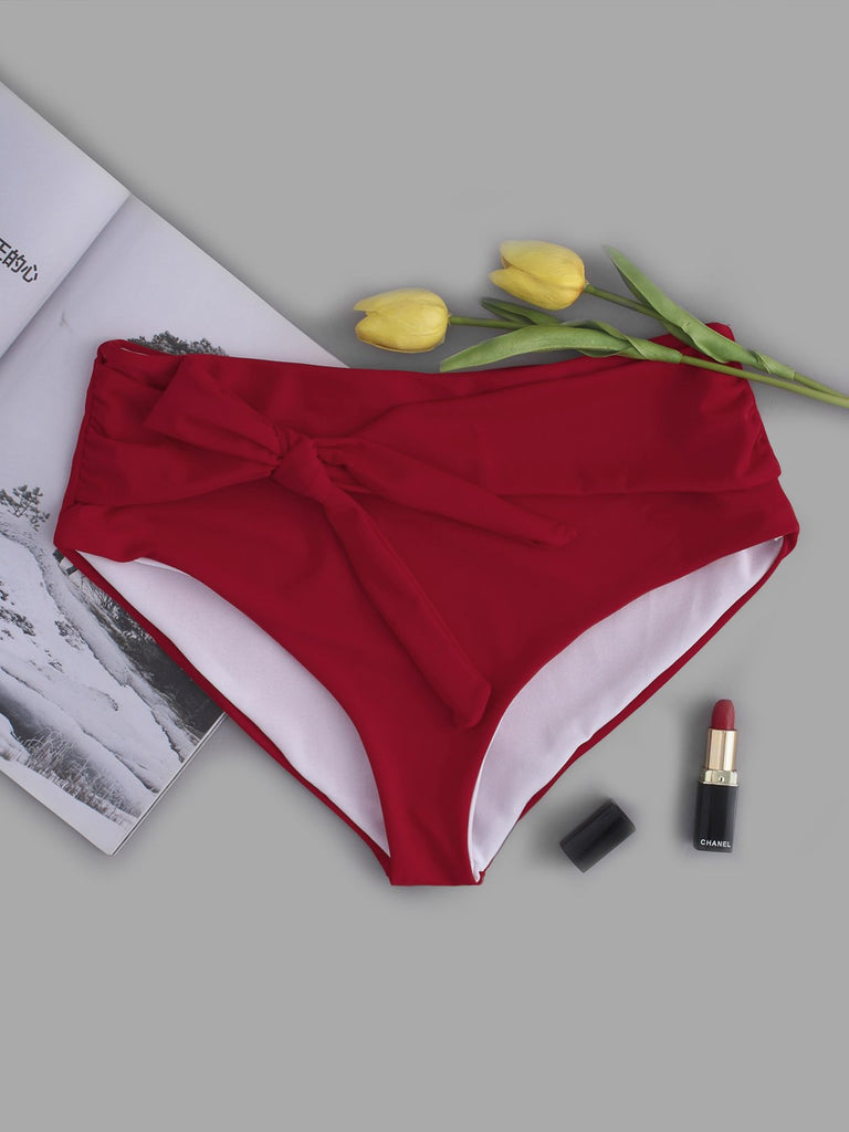 Tie Front High Waist Bikini Bottom