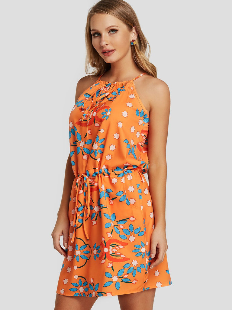 Ladies Orange Floral Dresses