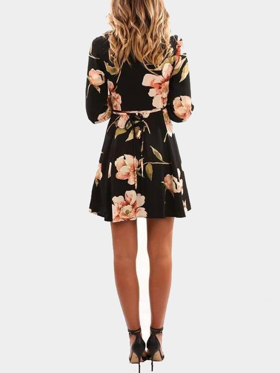 Womens Black Floral Dresses