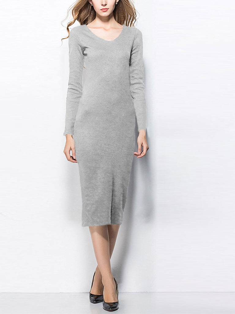 Ladies Grey Midi Dresses