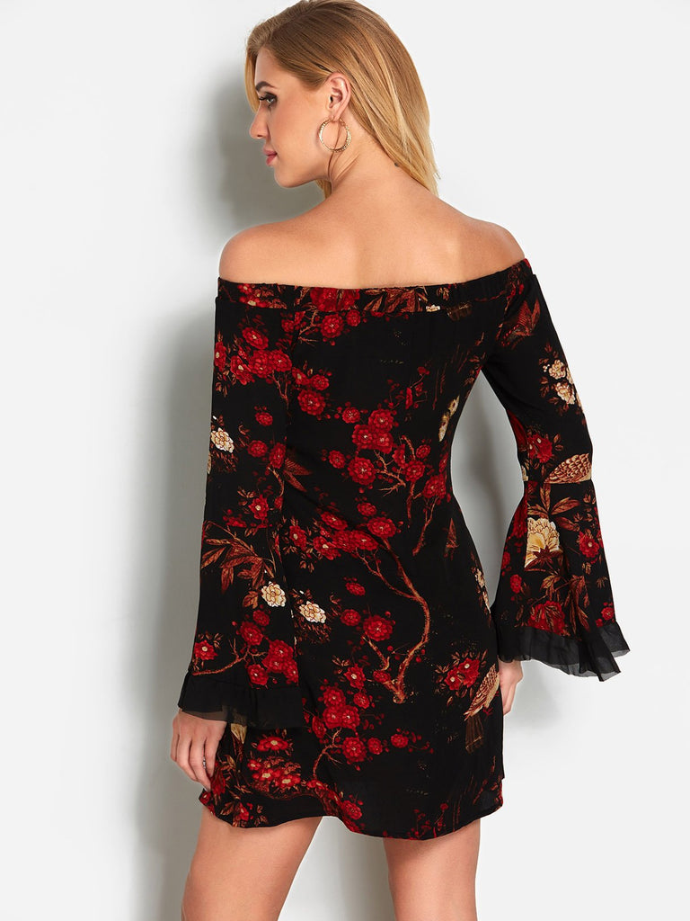 Womens Black Floral Dresses