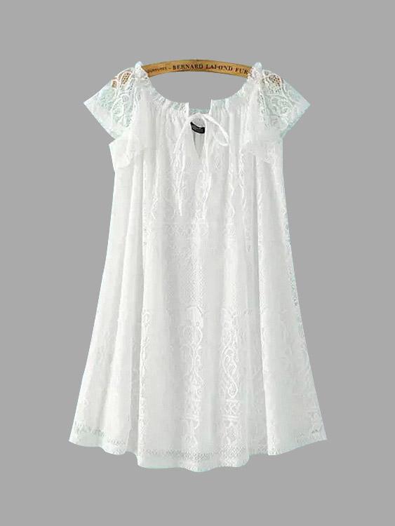 White Off The Shoulder Lace Mini Dress