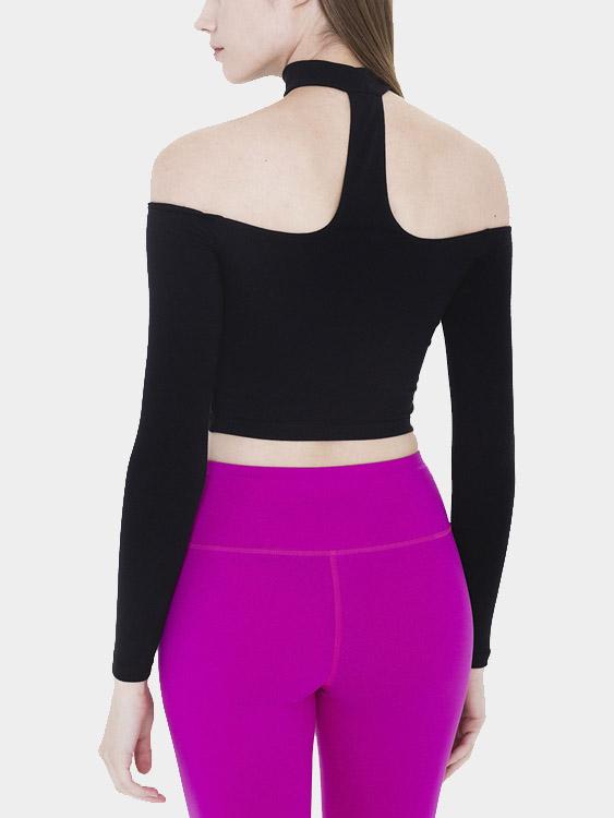 T-Back Reversible Halter Long Sleeve Top