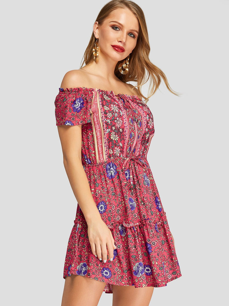 Chiffon Shift Dress With Sleeves