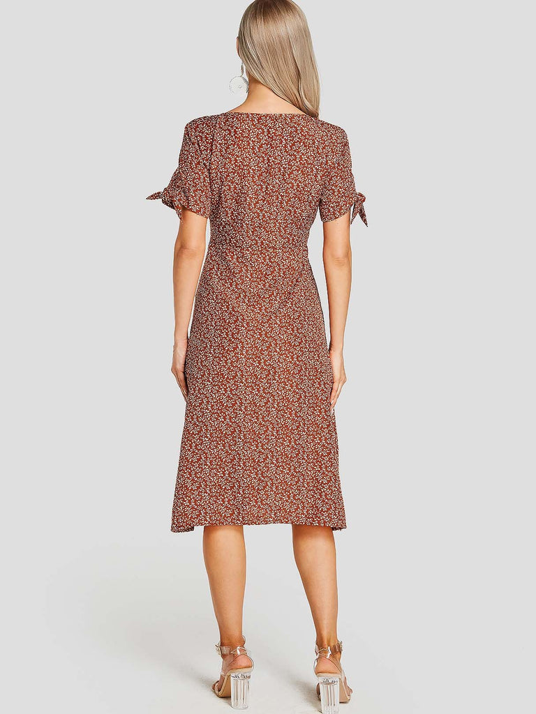 Ladies Short Sleeve Midi Dresses
