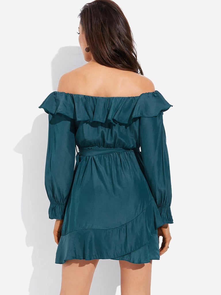 Womens Green Off The Shoulder Dresses