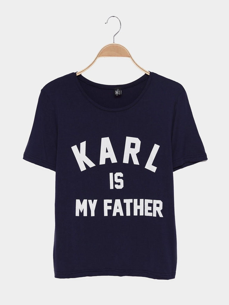 Karl Is My Father Print Navy T-Shirt 