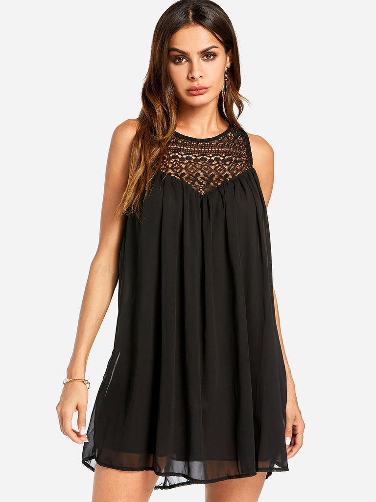 Black Sleeveless Plain Mini Dress