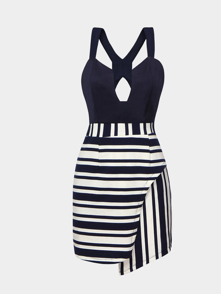 Navy Stripe Mini Dresses