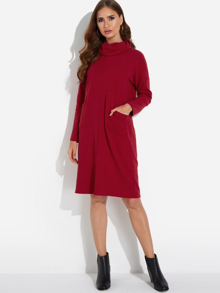 Ladies Burgundy Midi Dresses