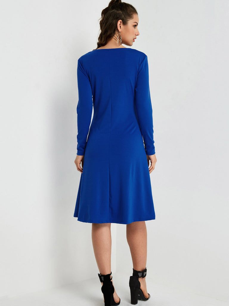 Ladies V-Neck Midi Dress
