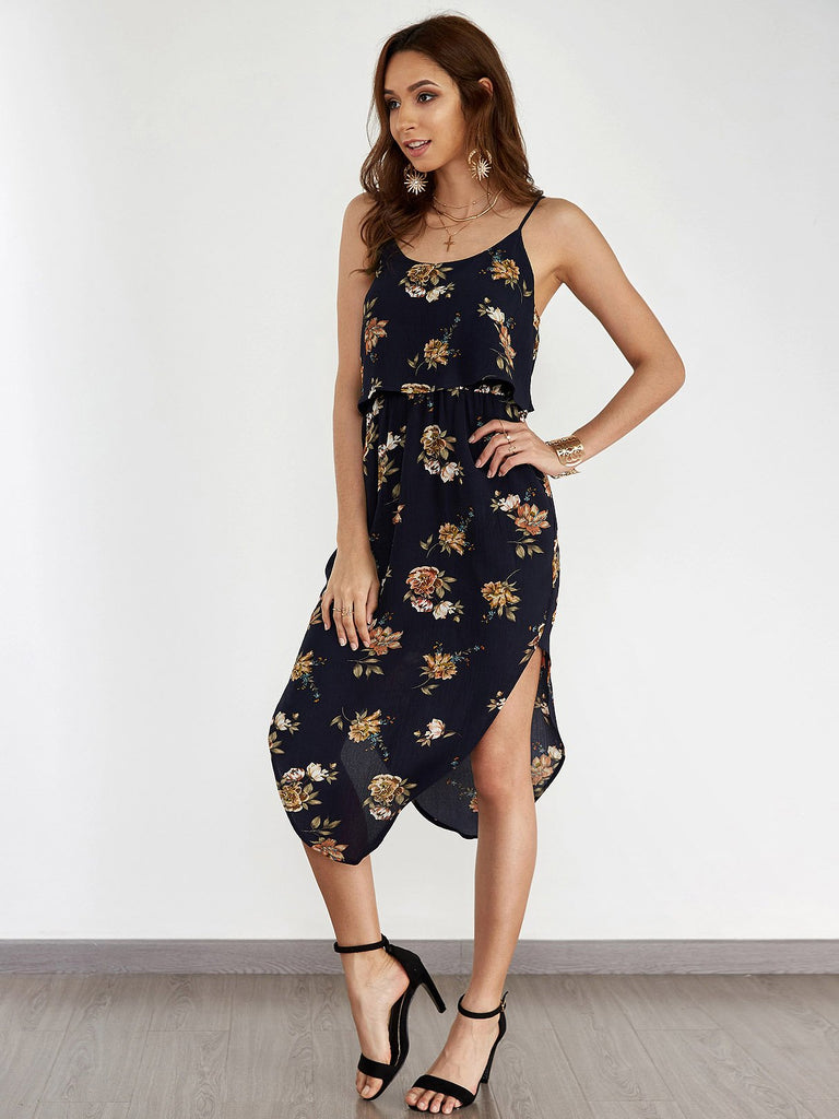 Ladies Navy Floral Dresses