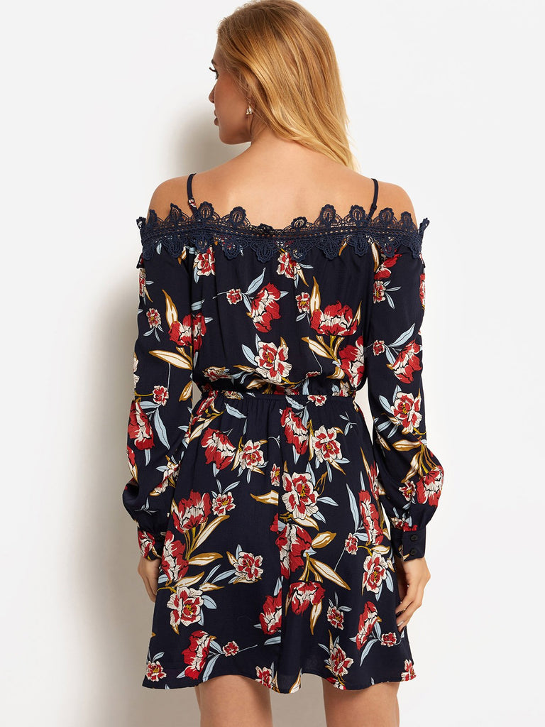 Womens Navy Floral Dresses