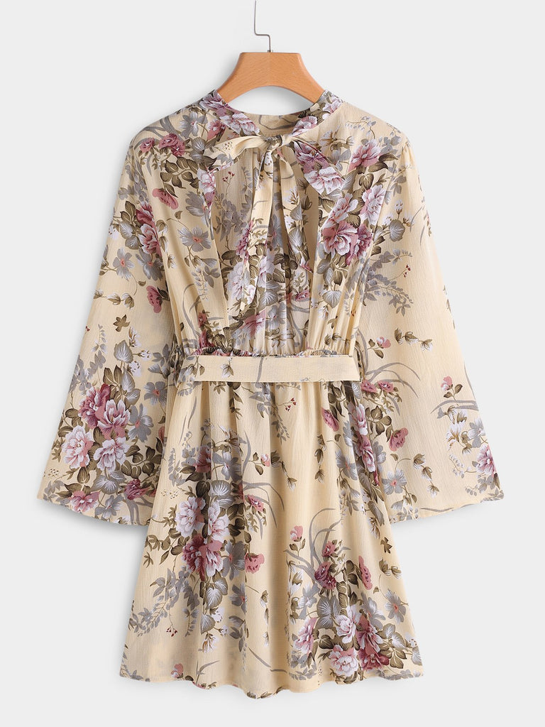 Womens Khaki Floral Dresses