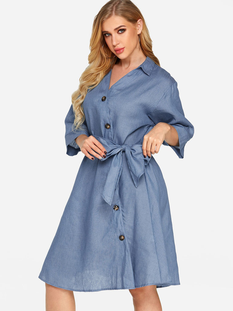 Ladies 3/4 Sleeve Casual Dresses