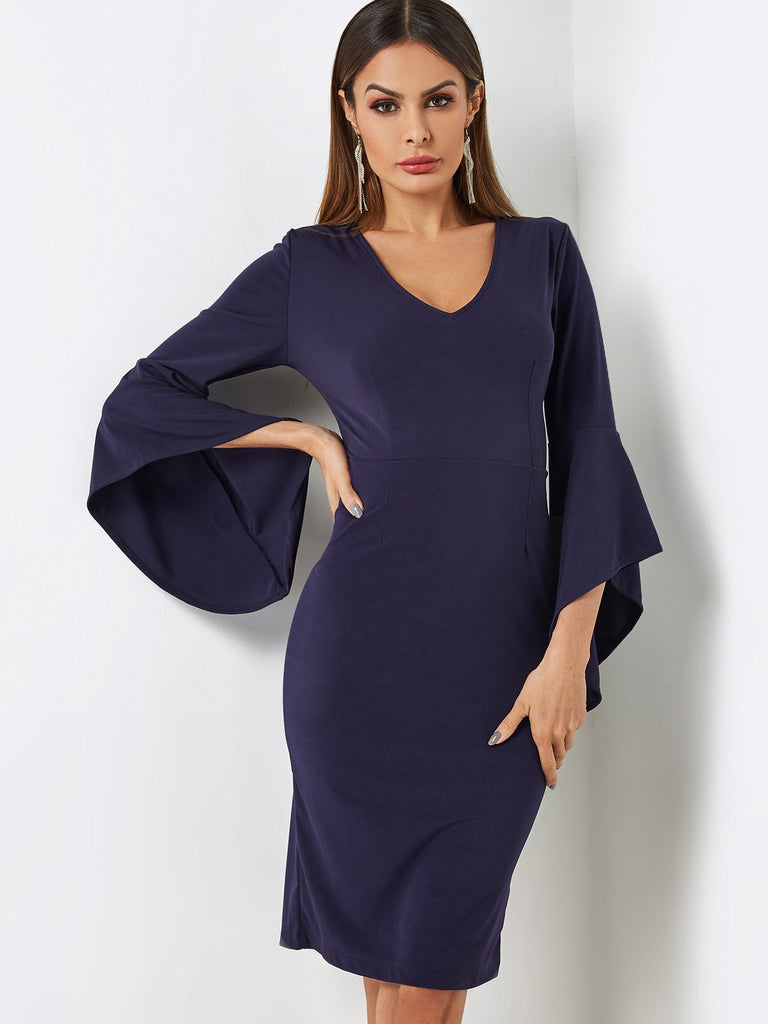 Ladies Navy Midi Dresses