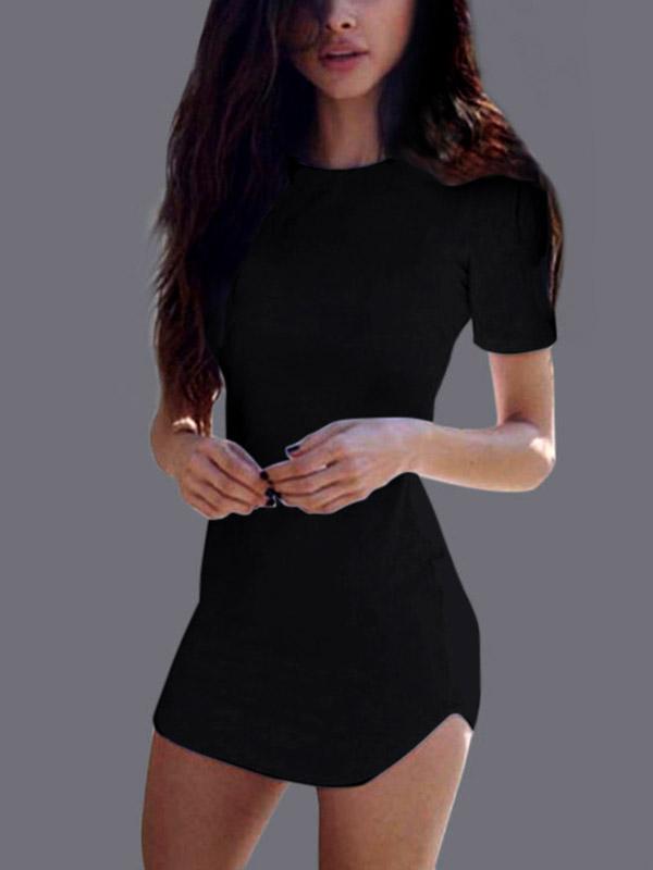 Round Neck Short Sleeve Bodycon Dresses