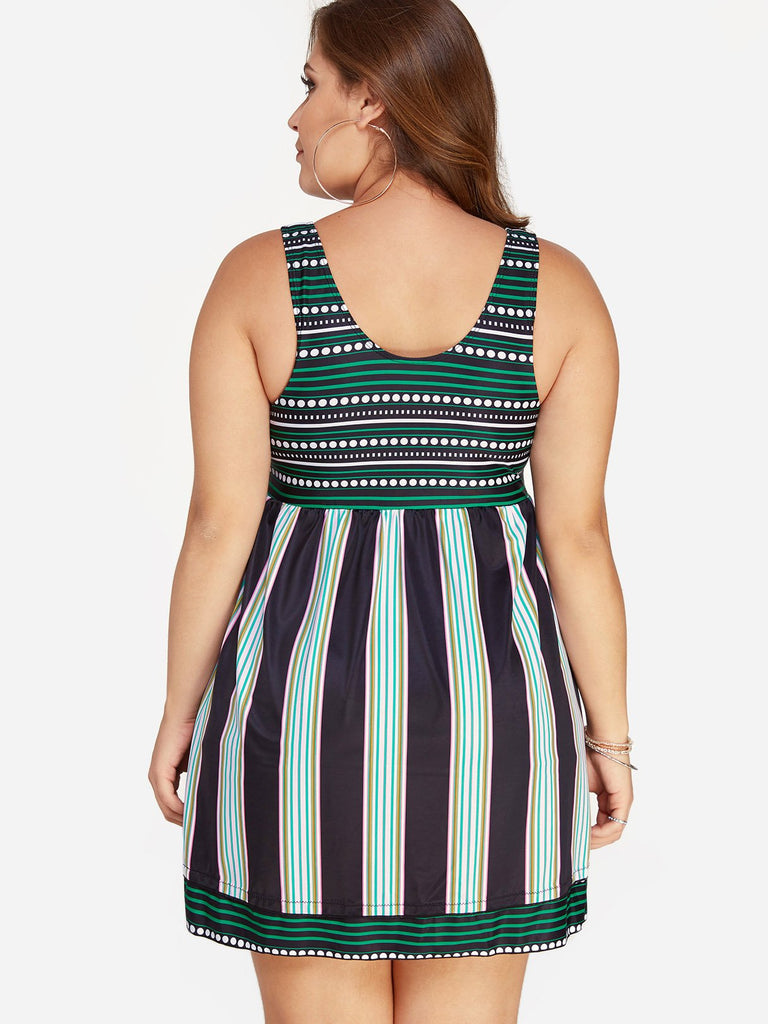 Womens Striped Plus Size Swimwear